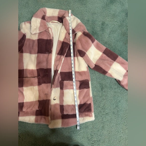 Pink Checkered Fur Coat - Picture 6 of 8